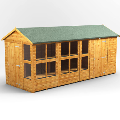 16 x 6 Power Apex Potting Shed With 6ft Side Store