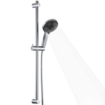 Chrome & White Shower Riser Rail 650mm