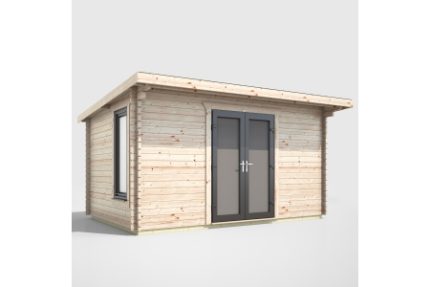 14 x 8 Power Pent Log Cabin Centre Doors