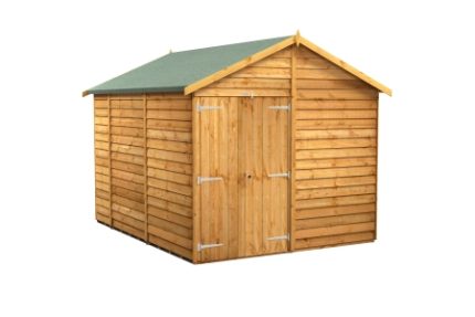 8 x 8 Power Overlap Apex Windowless Double Door Shed