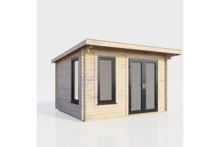 12 x 8 Power Pent Log Cabin Right Doors