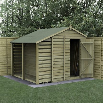 4LIFE Apex Shed 6 x 8 - Double Door - No Windows - with LEAN-TO Installation