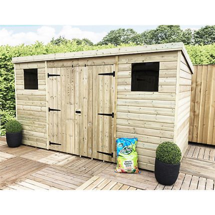 12 x 8 Power Pent Log Cabin Centre Doors
