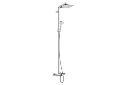 Hansgrohe Crometta E Showerpipe 240 1jet with thermostatic bath mixer - Chrome - 27298000