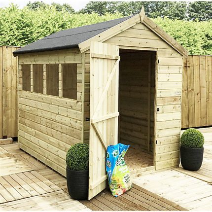12 x 8 Power Apex Log Cabin Left Doors