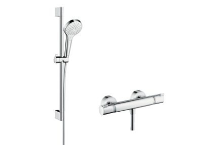 Hansgrohe Croma Select S Shower system 110 Vario Ecostat Comfort thermostatic mixer & shower rail 65cm Chrome 27013400