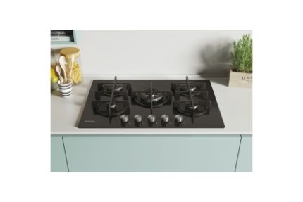 Candy Five Zone Gas Hob with Rotary Controls Black 75cm - CVG74WPB