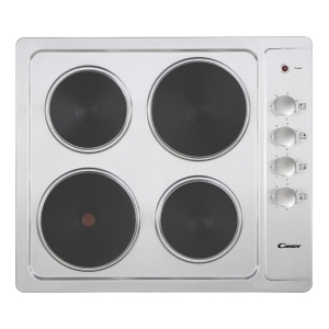Candy Four Zone Electric Plate Hob with Rotary Controls Stainless Steel 60cm - CLE64KX