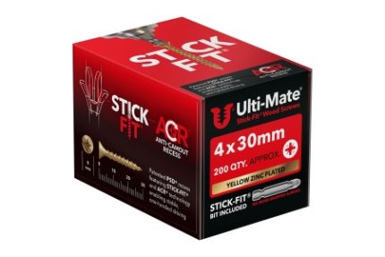 Ulti-Mate® Stick-Fit® Wood Screws 4.0 x 30mm Qty 200