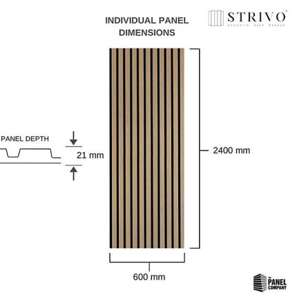 Acoustic Slat Wall Panel Light Oak 2400mm x 600mm