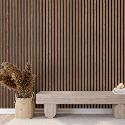 Acoustic Slat Wall Panel Walnut 2400mm x 600mm