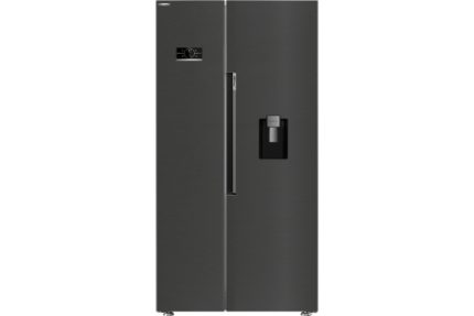 Beko American Style Side By Side Fridge Freezer with LED Display Black Steel 980mm - ASD2442VPZ