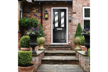 Crystal Composite Door Four Square Two Glass Black Left Hand 150 Cill Included Obscure Glazed 920 x 2055
