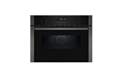 NEFF N 50 Circotherm 15 Programme Compact Microwave Oven Black Glass with Graphite Grey Trims 45cm - C1AMG84G0B