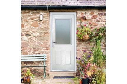 Crystal Composite Door Two Square Large Glass White Left Hand 150 Cill Included 920 x 2055 Obscure Glass Glazing