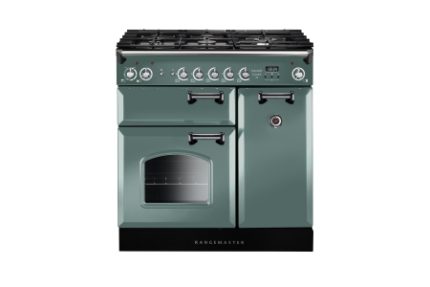 Rangemaster Infusion Dual Fuel Range Cooker Mineral Green 90cm - INF90DFFMG