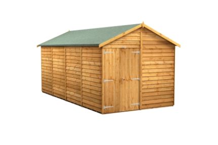 16 x 8 Power Overlap Apex Double Door Shed