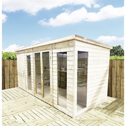 16 x 8 Power Pent Summerhouse With 6ft Side Store