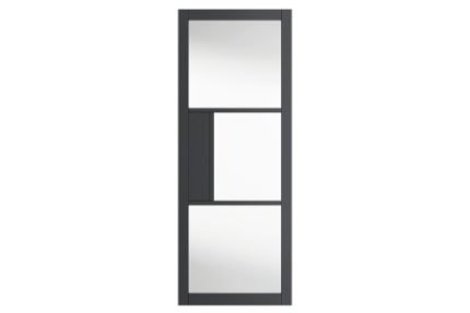 JB Kind Cosmo Grey Pre Finished Clear Glazed Door 1981 x 762 x 35mm