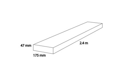 47mm x 175mm x 2.4m Green Treated UC3 Kiln Dried Regularised C16