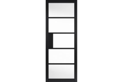 JB Kind Metro Black Clear Glazed Ladder Style Panels Black Painted Finish Door 1981 x 610 x 35mm
