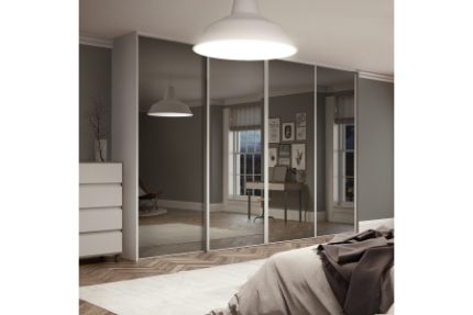 Spacepro Heritage 4 x Silver Frame Mirror Sliding Doors H2260 x W2390