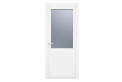 Crystal Single Door Half Glass Half Panel Right Hand White Obscure 890 x 2090 x 70mm