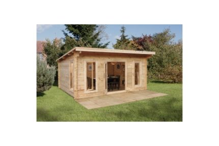 Forest Garden 5 x 4m Mendip Pent Log Cabin and Underlay