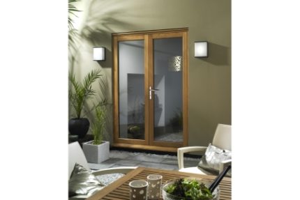 Extenal Fully Finished Pattern 10 Oak Veneer French Doors 1190 x 54mm