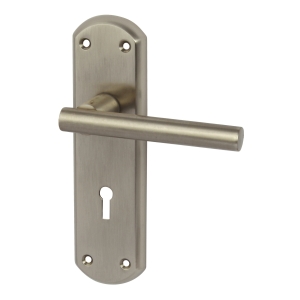 Varthern Lever Handle with Backplate for Lock Satin Nickel 901.78.323