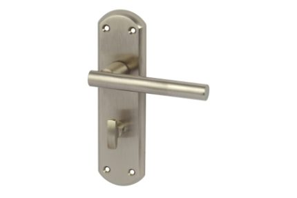 Varthern Lever Handle with Backplates for Bathroom Lock Satin Nickel 901.78.325