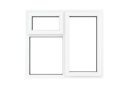 Crystal White Upvc Casement Clear Window 3P Top and Right Hand Opening 1190 mm x 1190 mm