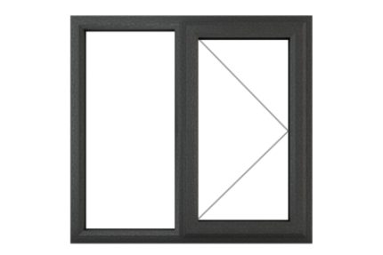 Crystal Grey Upvc Casement Clear Window 2P Right Hand Opening 1190 mm x 965 mm