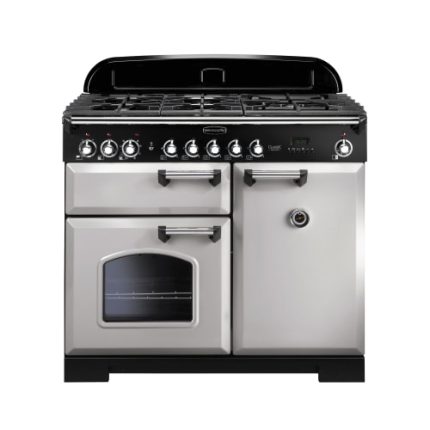 Rangemaster Classic Deluxe Dual Fuel Range Cooker 100cm Royal Pearl with Chrome Trim - CDL100DFFRP/C