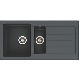 Abode Xcite 1.5 Bowl Inset Black Composite Kitchen Sink
