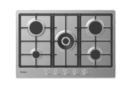 Candy 75cm Gas Hob with Cast Iron Supports Stainless Steel - CHG74WPX