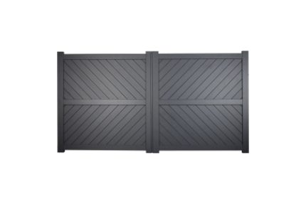 Cambridge Double Swing Flat Top Driveway Gate with Diagonal Solid Infill 4000 x 2200mm Grey