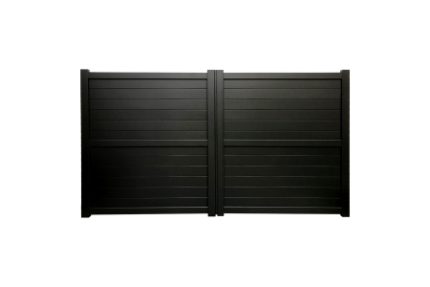 Dartmoor Double Swing Flat Top Driveway Gate with Horizontal Solid Infill 3750 x 2000mm Black