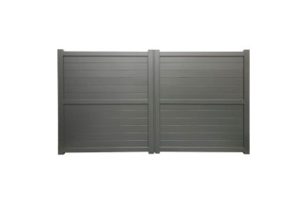 Dartmoor Double Swing Flat Top Driveway Gate with Horizontal Solid Infill 4000 x 2000mm Grey