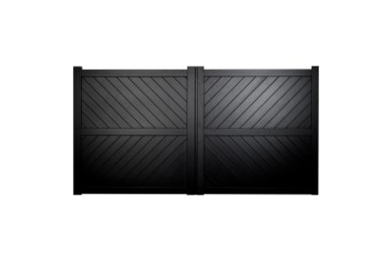 Cambridge Double Swing Flat Top Driveway Gate with Diagonal Solid Infill 4000 x 2200mm Black