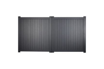 Canterbury Double Swing Flat Top Driveway Gate with Vertical Solid Infill 3750 x 1800mm Black