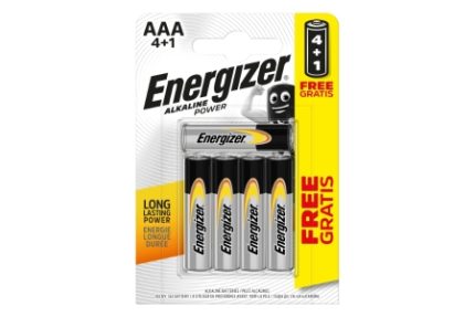 Energizer Alkaline Power AAA BP 5 Batteries 4 Pack +1