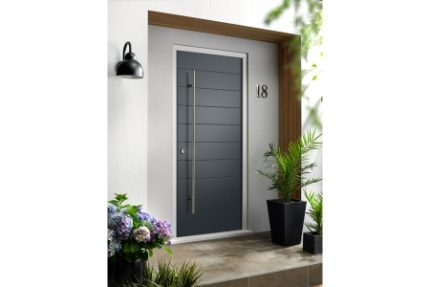Oslo External Grey Hardwood Veneer Door 2032 x 813 x 44mm and Frame