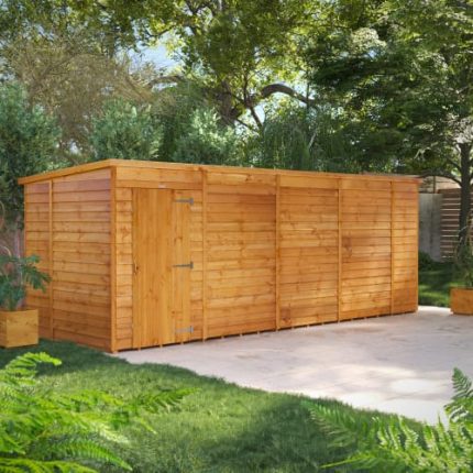 18 x 8 Power Overlap Pent Windowless Double Door Shed