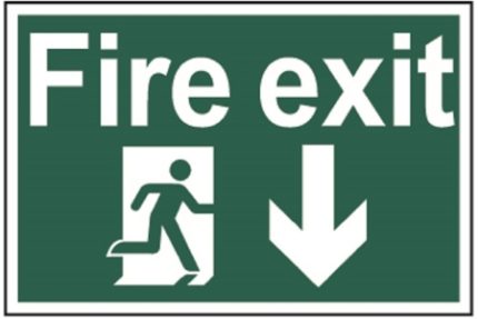 Spectrum Regular Size Fire Exit Man Running Arrow Down Sign