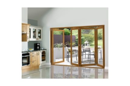 External Pre Finished Oak Veneer Slimline Bifold Door Set 3000 x 54mm