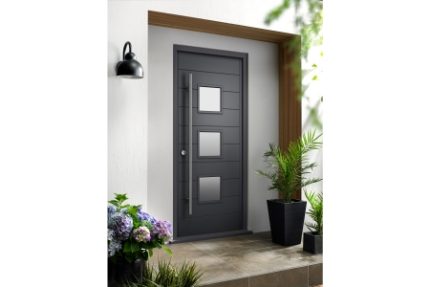 Malmo External Front Grey Hardwood Veneer Door 2032 x 813 x 44mm