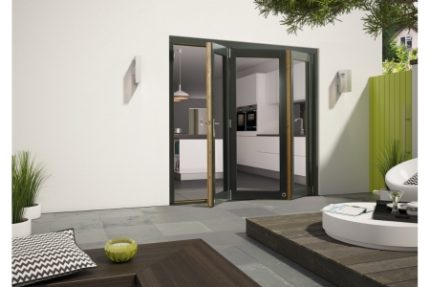 External Pre Finished Aluminium Clad Grey Oak Bifold Door Set 2700 x 72mm