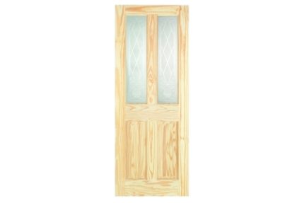 Softwood Pine Victorian Burns 2 Panel Light Glazed Internal Door