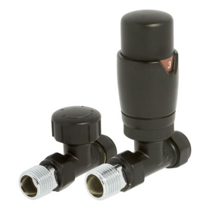 Towelrads Round Straight TRV and Lockshield Valves White 105mm x 65mm